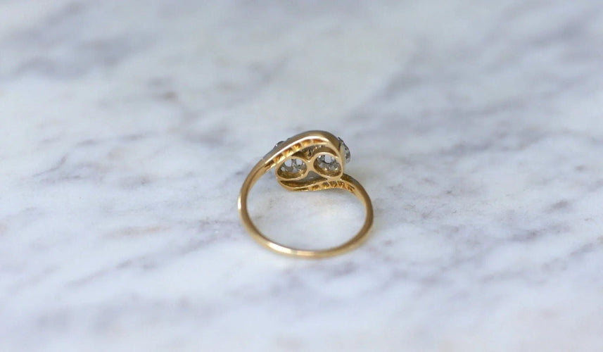 Bague 57 Bague de Fiançailles Toi et Moi Diamants 58 Facettes