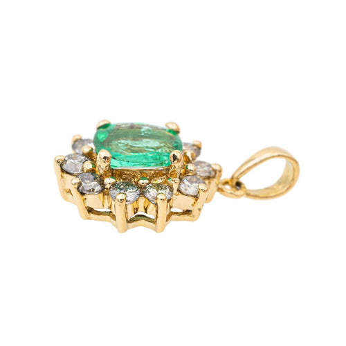 Pendentif Pompadour Or jaune Emeraude