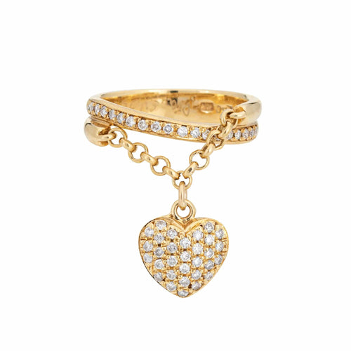 Bague 54 Bague à breloques cœur diamants 58 Facettes G13479