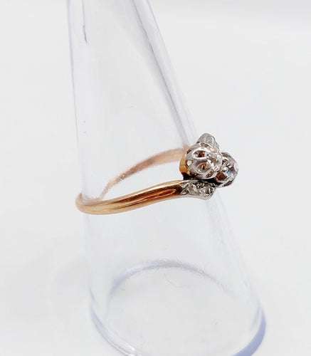 Bague toi et moi or rose, diamants taille ancienne (circa 1900) 58 Facettes A06235