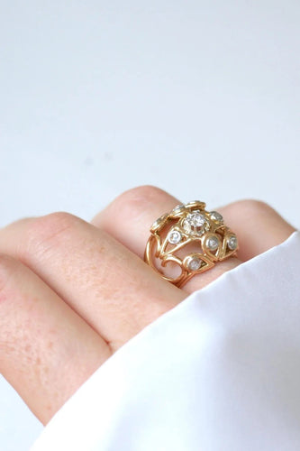 Bague 49.5 Bague Boule cocktail fil or rose riamants 58 Facettes