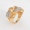 Bague Bague vintage en or jaune 14 carats avec feuilles de diamants, taille 9, large anneau cigare, bijoux fins 58 Facettes G13962