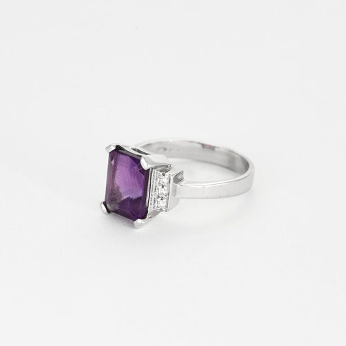 Bague 56 Bague cocktail or gris, améthyste et diamants 58 Facettes COG0441