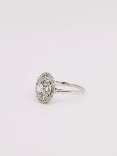 Bague 52 Bague vintage ovale or diamants 0,2 ct 58 Facettes J166