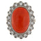 Bague 59 Bague en or blanc avec corail et diamants de 0,81 ct 58 Facettes G3809