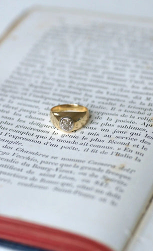 Bague Bague Jonc Or et Diamant Taille Ancienne 58 Facettes