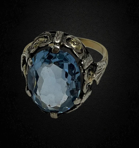 Bague Bague française du début des années 1900 avec spinelle bleu 58 Facettes