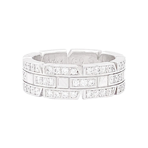 Bague 48 Bague Cartier or blanc, diamants "Tank Française". 58 Facettes 33679