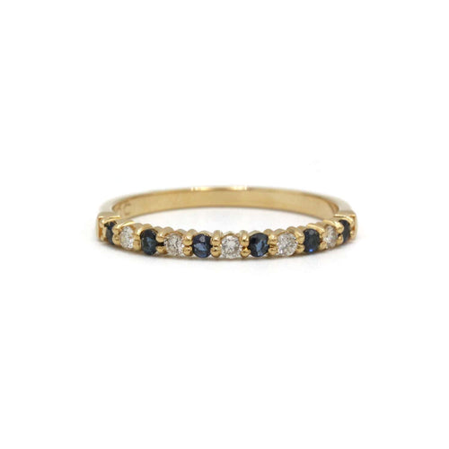 Bague 53 Demi-Alliance - Or, Diamants & Saphirs 58 Facettes 250135R
