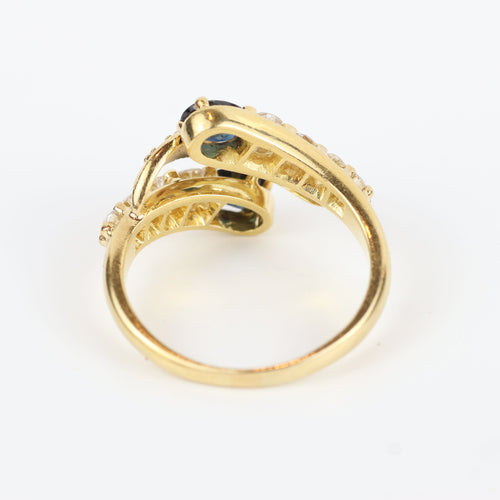 Bague 55 Bague vintage en or jaune 18 carats avec diamants et saphirs 58 Facettes 131144