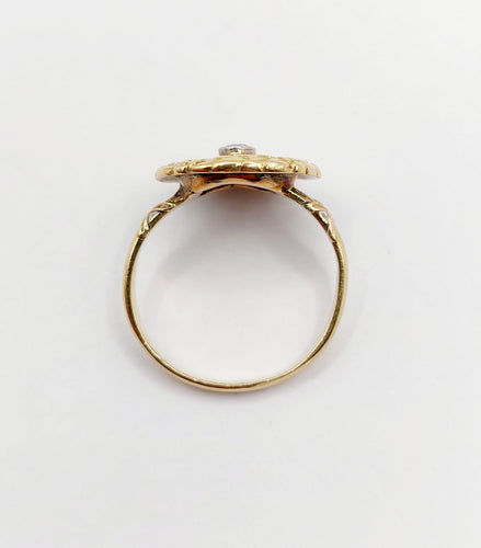Bague 51 Bague art deco or jaune 18k diamant et couronne de lauriers (circa 1920) 58 Facettes A06161