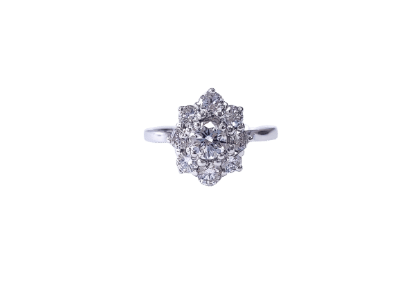Bague 54.5 Bague marguerite en or blanc 18k et diamants 58 Facettes Bag.marg-dt.DV