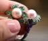 Bague 56 Bague Cocktail Perle Émeraude Améthyste Diamants Rubis 58 Facettes