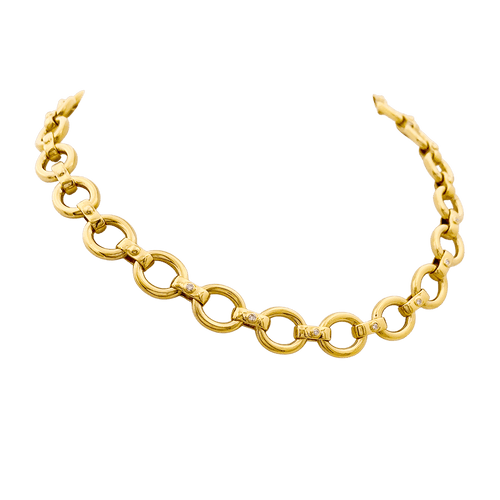 Collier Collier en or jaune, maillons ovales et diamants. 58 Facettes 34706