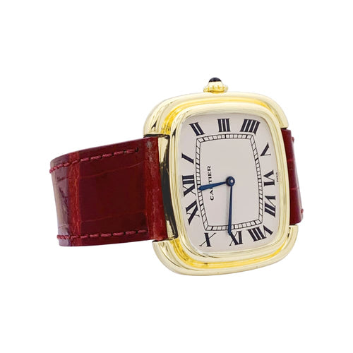 Montre Montre Cartier, « Square » en or jaune et cuir. 58 Facettes 35327