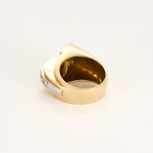 Bague 52 Bague Tank en or jaune et or blanc, diamants et rubis de synthèse 58 Facettes MEA5126