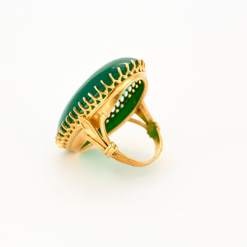Bague Bague or jaune chrysopase 58 Facettes LP968/14