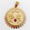 Pendentif Pendentif médaille d'amour or rose, angelots articulés "Il Bat Pour Toi" et rubis synthétique 58 Facettes A05878