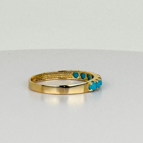 Bague Bague en or jaune avec turquoises 58 Facettes 2507016