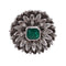 Bague 53 Bague Fleur Or gris Diamants Emeraude 58 Facettes