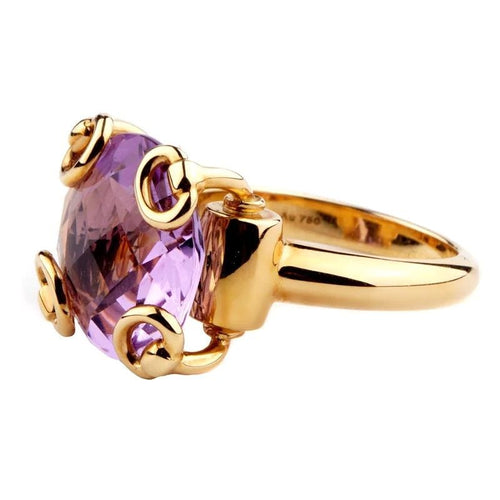 Bague 46 GUCCI - Bague Horsebit en or jaune et améthyste 58 Facettes 160447J85705010