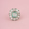 Bague 56 Bague ancienne Art Déco ornée d’émeraudes et diamants en or blanc 18k et platine 58 Facettes