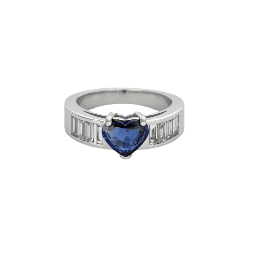 Bague 53 Bague jonc or gris, saphir et diamants 58 Facettes EB2