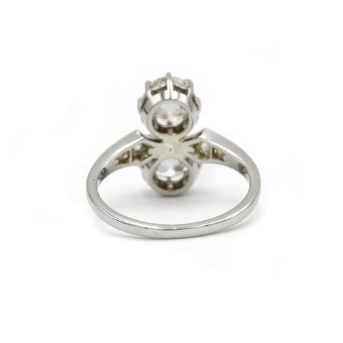 Bague 54 Bague Toi et Moi - Or jaune platine et diamants 58 Facettes 1017