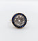 Bague 51.5 Bague cible art deco or jaune 18k ornée de diamants taillés en roses entouré de saphirs calibrés synthétiques (circa 1930) 58 Facettes A04977