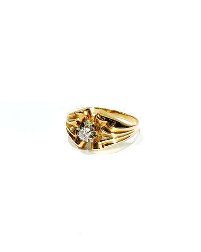 Bague 59 Bague solitaire en or rose 18 carats et diamant taille brillant 58 Facettes