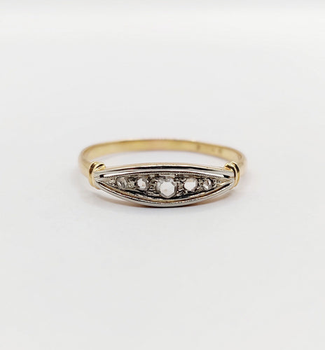 Bague 58 Bague jarretière Art Déco or jaune, diamants taille rose (circa 1920) 58 Facettes A06032