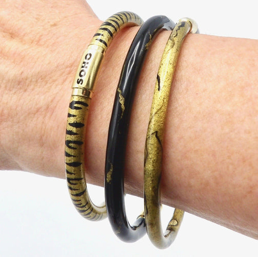 Bracelet SOHO 18K GOLD ENAMEL TIGER BRACK STRY TRIP 58 Facettes