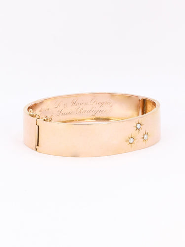 Bracelet Bracelet jonc maçonnique or rose perles fines 58 Facettes 1133.1