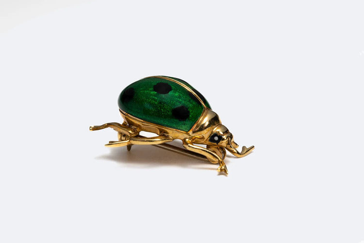 Broche Oro Giallo Spilla coccinella in oro giallo smaltata 58 Facettes SPL93