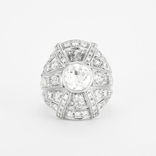 Bague 53 Bague style Art Déco Diamant 1.55ct 58 Facettes 1972