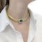 Collier Collier tubogas vintage, or jaune, émeraude, diamants. 58 Facettes 33792