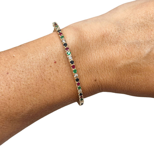 Bracelet Bracelet jonc rivière rubis émeraudes saphirs diamants 58 Facettes 332