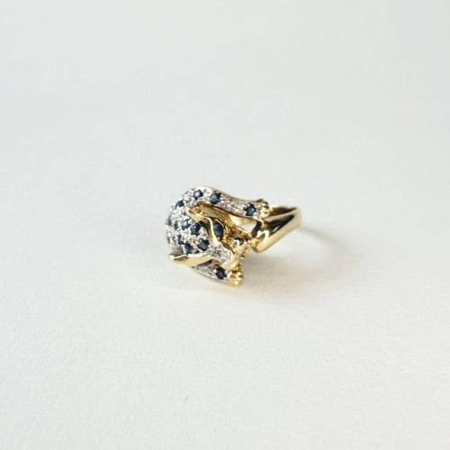 Bague 51 Bague Panthère n°106｜Or et saphirs 58 Facettes