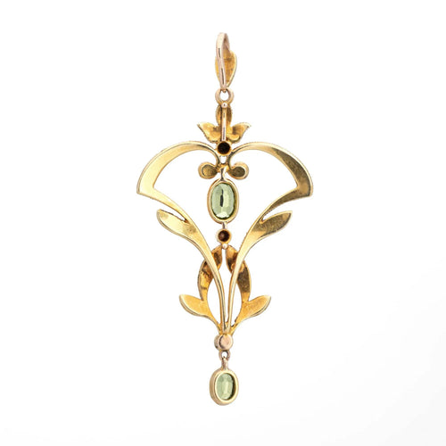Pendentif Pendentif Lavallière édouardien Péridot Perles vintage Or Jaune 58 Facettes G13060