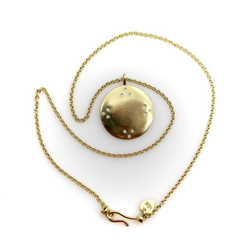 Collier Pendentif miroir tibétain en or 18 carats avec diamant et chaîne par Me & Ro 58 Facettes A20043