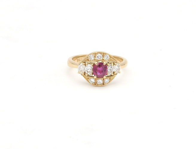 Bague Anello in oro giallo con rubino e diamanti 58 Facettes