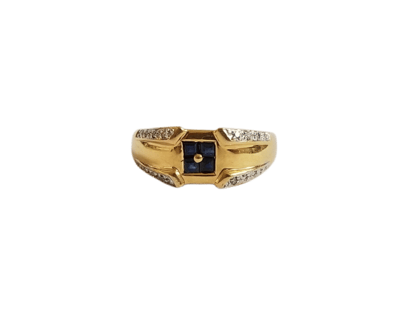 Bague 53 Bague or jaune saphirs et diamants 58 Facettes