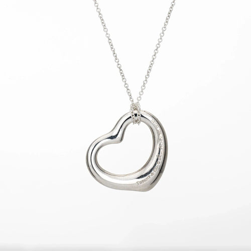 Collier Tiffany & Co 22mm Open Heart Necklace Medium Sterling Silver Estate Signed 58 Facettes G13560