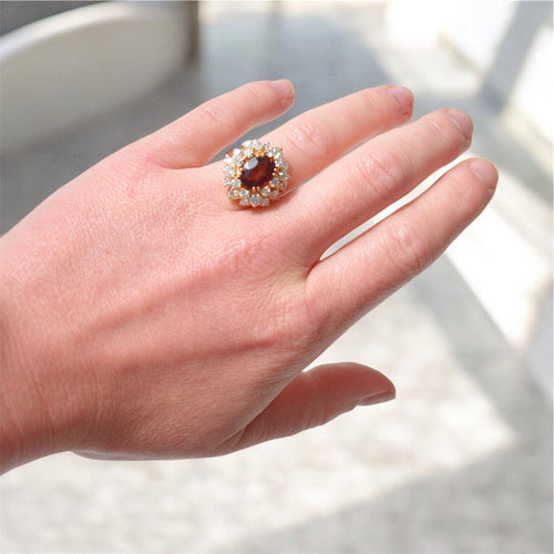 Bague 54 Bague Cocktail Vintage, Tourmaline et Diamants 58 Facettes