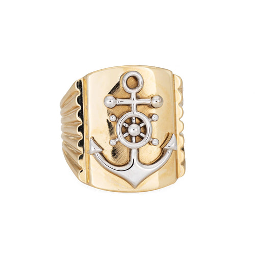 Bague 68 Bague ancre vintage en or jaune pour homme 58 Facettes G14082