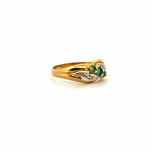 Bague 56 Bague Trilogie Or Jaune Émeraudes & Diamants 58 Facettes 60-GS35808-1