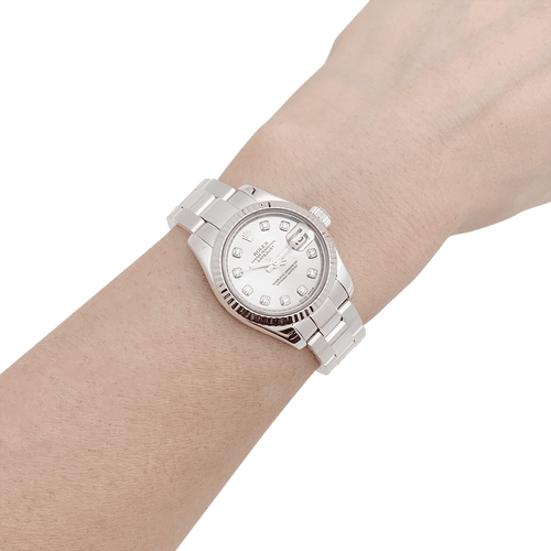 Montre Montre Rolex "Oyster Perpetual- Lady Datejust" acier, diamants. 58 Facettes 34077