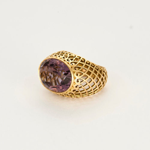Bague 49,5 Bague dome or jaune et améthyste 58 Facettes PER1463