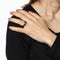 Bague Bague vintage en or jaune 18 carats avec fleur en émail, taille 6,25, bande de diamants, bijoux fins 58 Facettes G13900