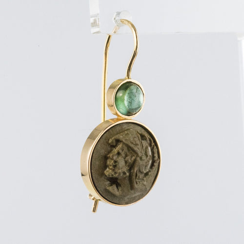 Boucles d'oreilles Boucles d'oreilles tourmalines et camées sur pierre de lave 58 Facettes 17-235
